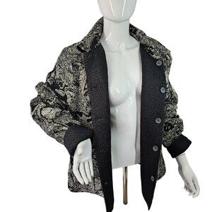 Tania Nardi Handmade Crinkle Stretch Jacket Reversible Button Up Women XL Black